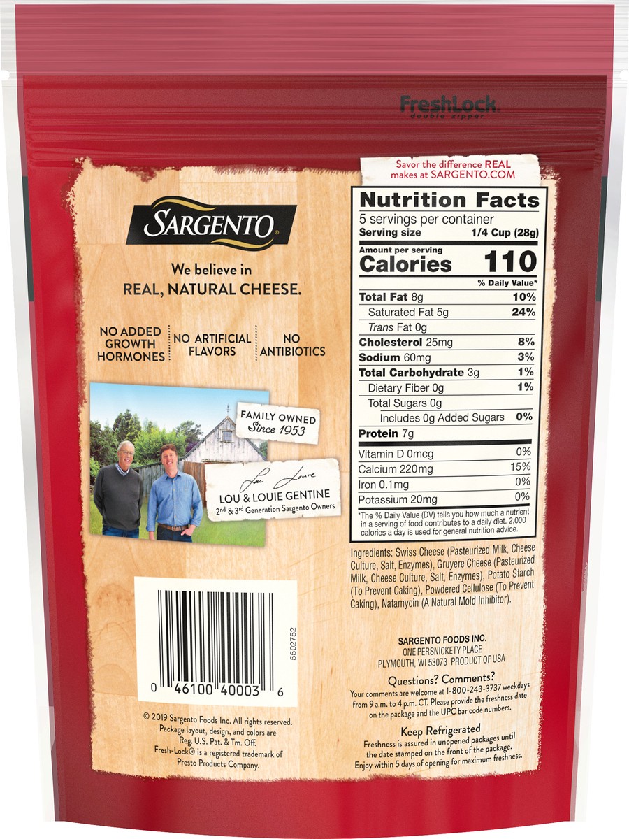 slide 3 of 9, Sargento Off The Block Swiss Shredded Cheese, 5 oz