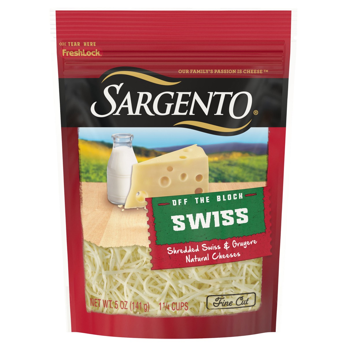 slide 1 of 9, Sargento Off The Block Swiss Shredded Cheese, 5 oz