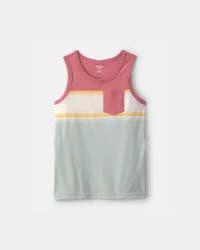 Oshkosh Boys Colorblock Pocket Tank Top - Red/Ivory/Blue - Size 10