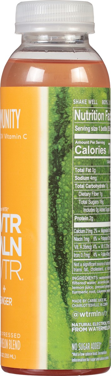 slide 8 of 9, WTRMLN WTR Immunity Ginger Watermelon Blend 12 fl oz, 12 fl oz