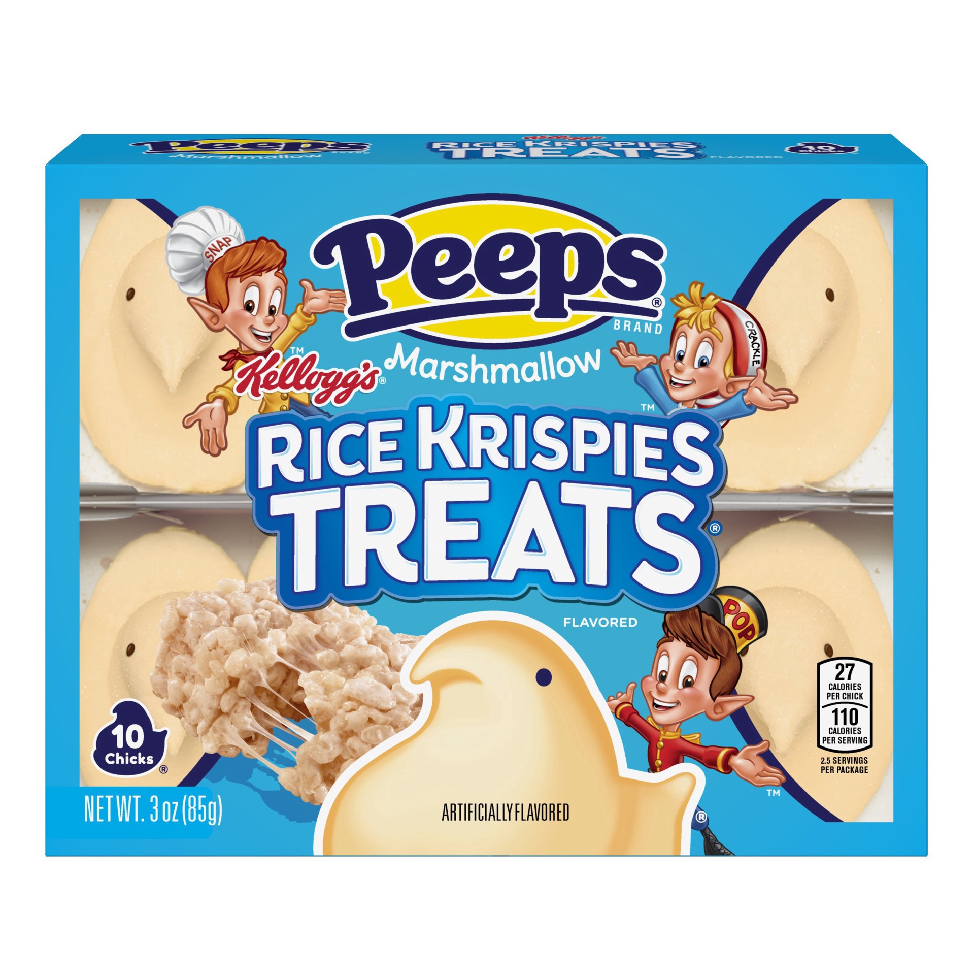 slide 1 of 3, Peeps Kellogg's Rice Krispies Treats Flavored Marshmallow 3 oz, 3 oz