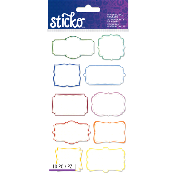 slide 1 of 1, Sticko Stickers Color Frame Labels, 10 ct