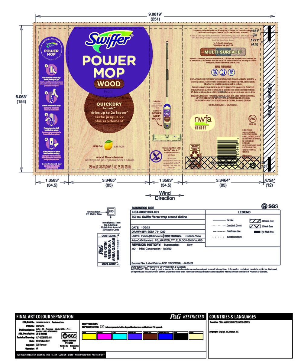 slide 6 of 8, Swiffer Power Mop Wood Refill Solution, QuickDry Hardwood Floor Cleaner, Lemon Scent, 25.3oz, 25.3 fl oz
