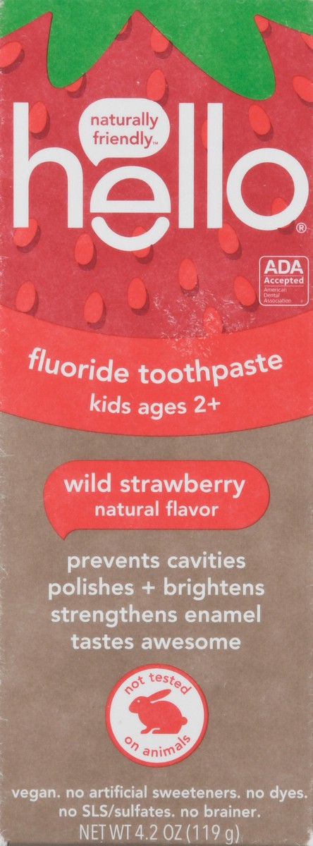 slide 6 of 9, hello Kids Natural Wild Strawberry Fluoride Toothpaste, Natural Flavor, Vegan & SLS Free, 4.2 oz