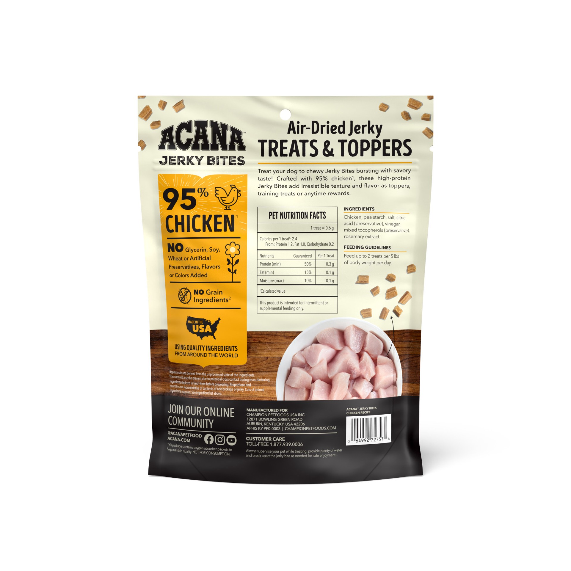 slide 2 of 2, ACANA Poultry Recipe Jerky Bites Dog Treats, 6 oz., 6 oz