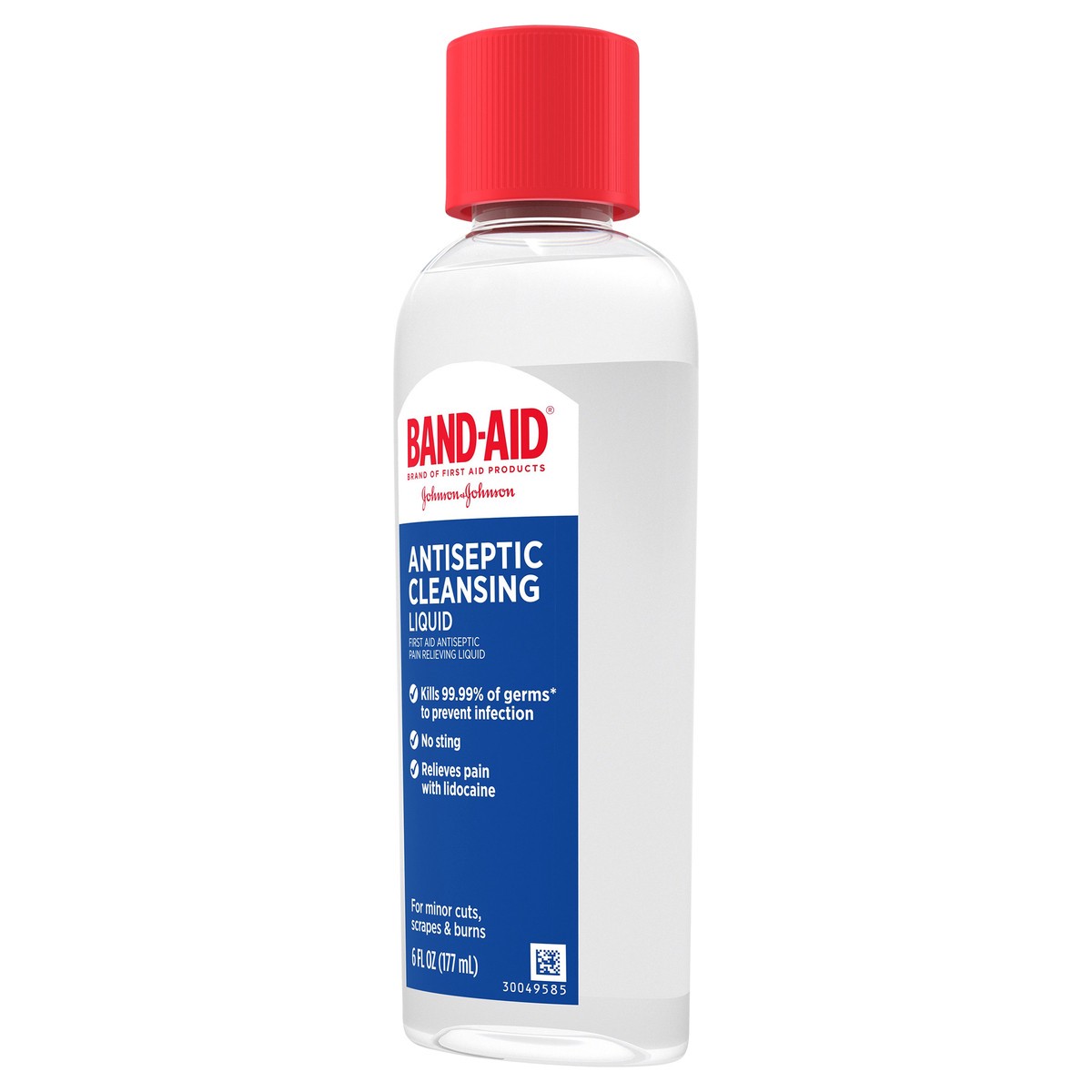 slide 4 of 7, BAND-AID Antiseptic Cleansing Liquid, First Aid Antiseptic Wash Relieves Pain & Kills Germs, with Benzalkonium Cl Wound Antiseptic & Lidocaine HCl Topical Analgesic, 6 fl. oz, 6 fl oz