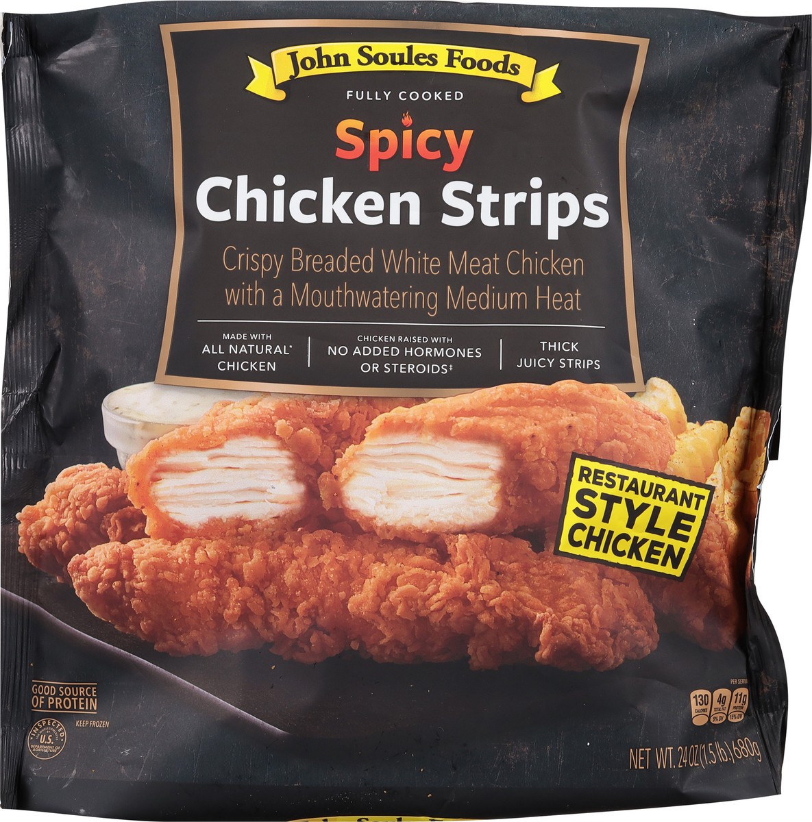 slide 11 of 13, John Soules Foods Spicy Chicken Strips 24 oz, 24 oz