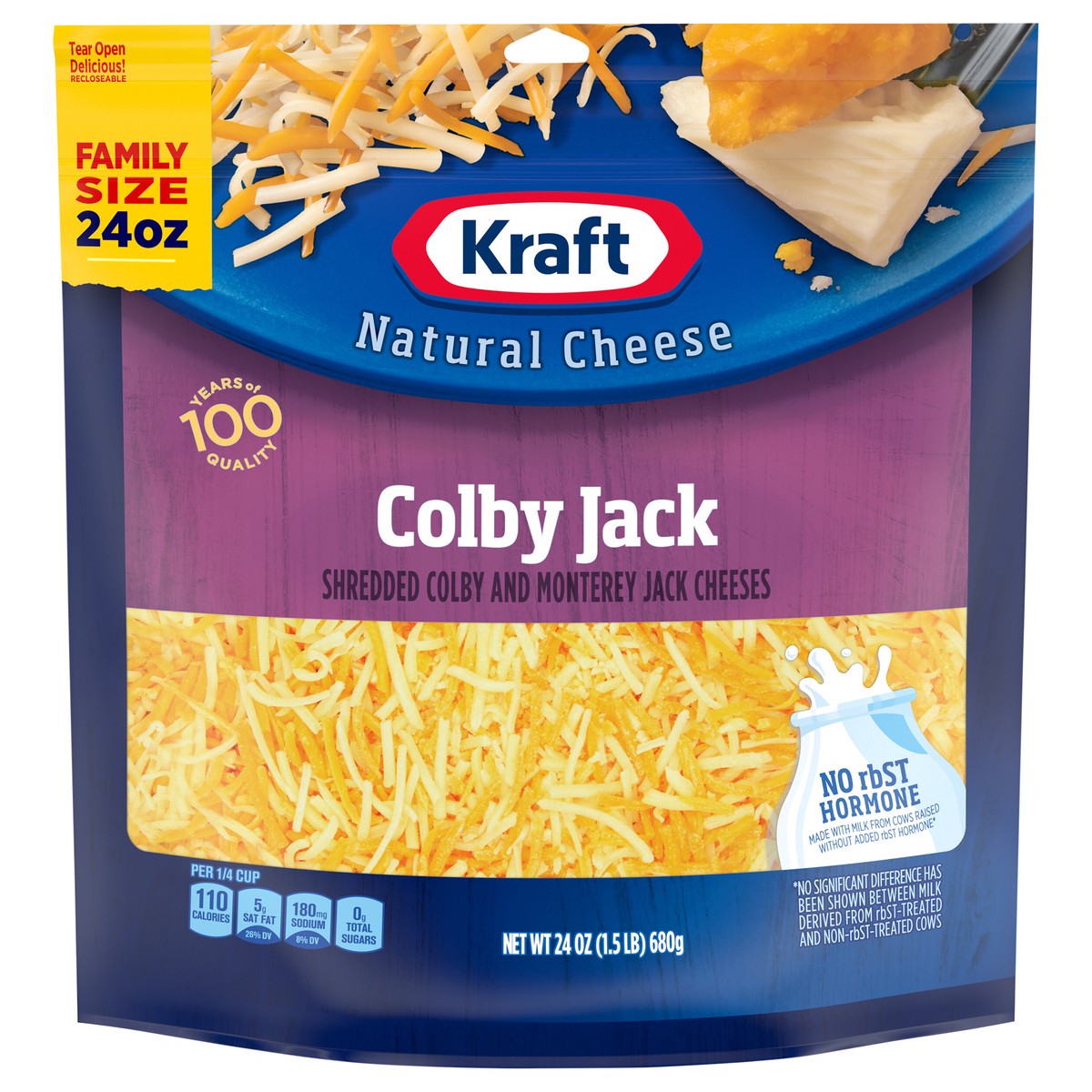 slide 1 of 6, Kraft Colby Jack Shredded Cheese Family Size, 24 oz Bag, 24 oz