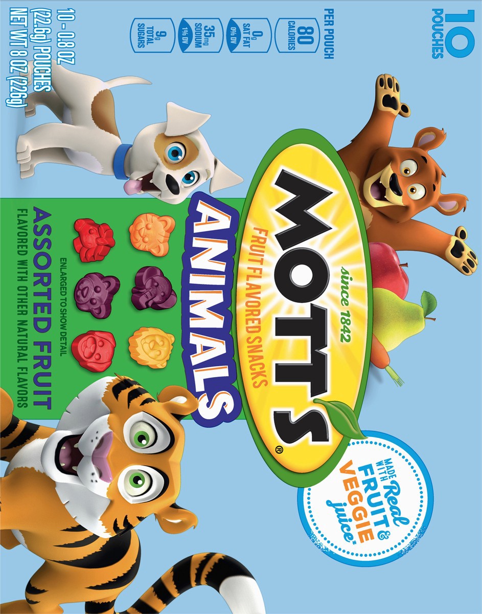 slide 8 of 9, Mott's Fruit Flavored Snacks, Animals Assorted Fruit, Gluten Free Snack, 10 Ct, 8 oz, 10 ct