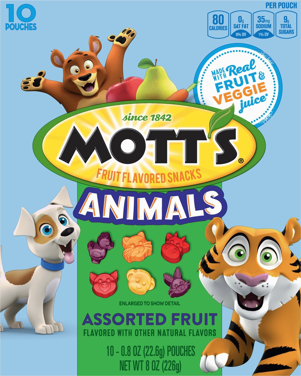 slide 2 of 9, Mott's Fruit Flavored Snacks, Animals Assorted Fruit, Gluten Free Snack, 10 Ct, 8 oz, 10 ct