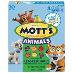 Mott's Fruit Flavored Snacks, Animals Assorted Fruit, Gluten Free Snack, 10 Ct, 8 oz