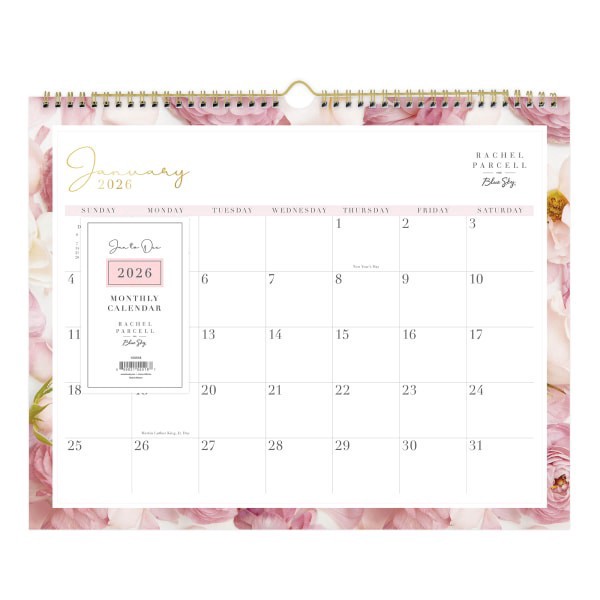 slide 2 of 2, Blue Sky 2026 Blue Sky Rachel Parcell Monthly Wall Calendar, 15"" x 12"", Rose, January To December, 155518, 1 ct