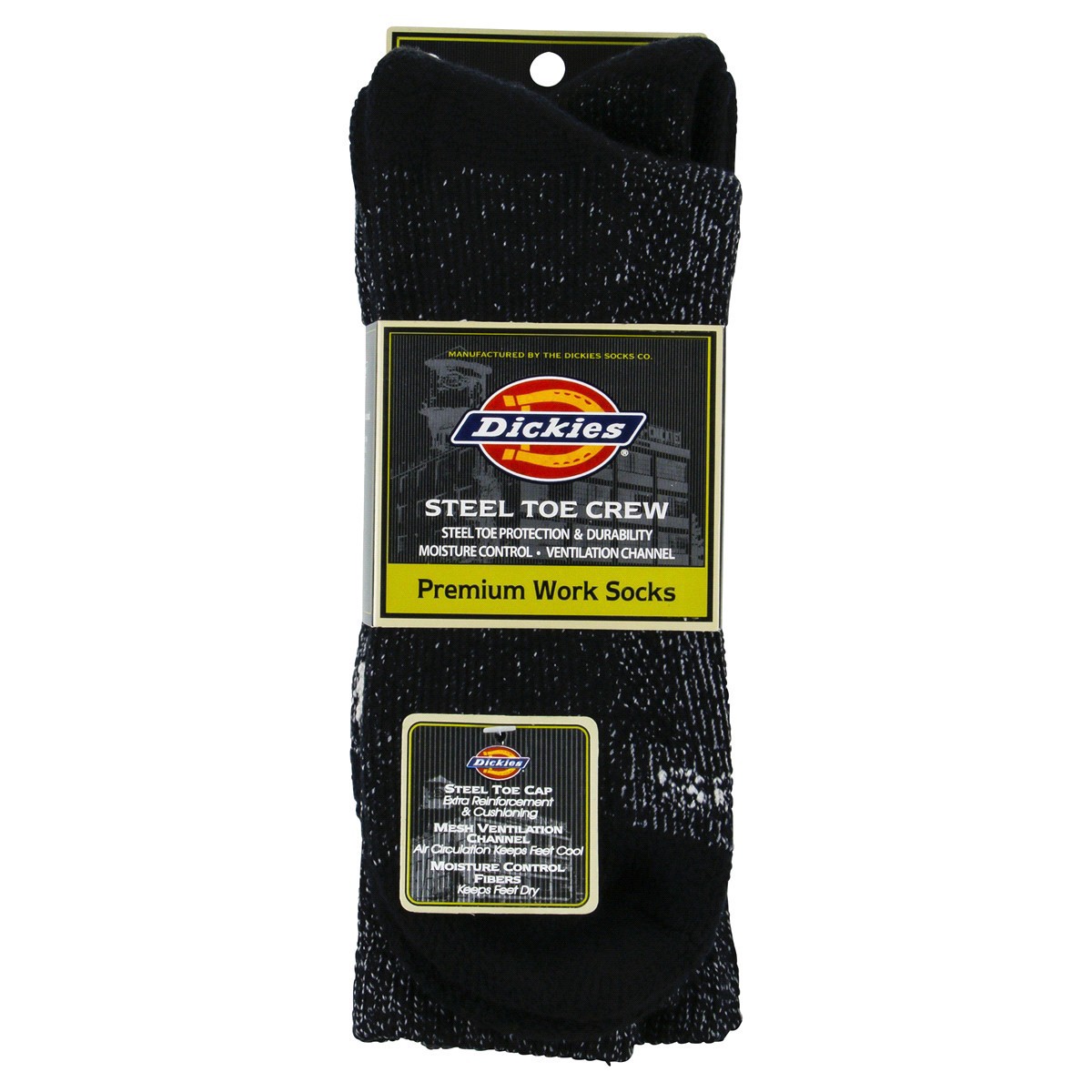 slide 1 of 13, Dickies Steel Toe Black Crew Socks, Size 6-12, 2 pair