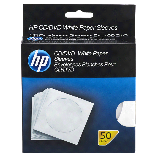 slide 1 of 1, HP Cd White Paper Sleeves, 50 ct