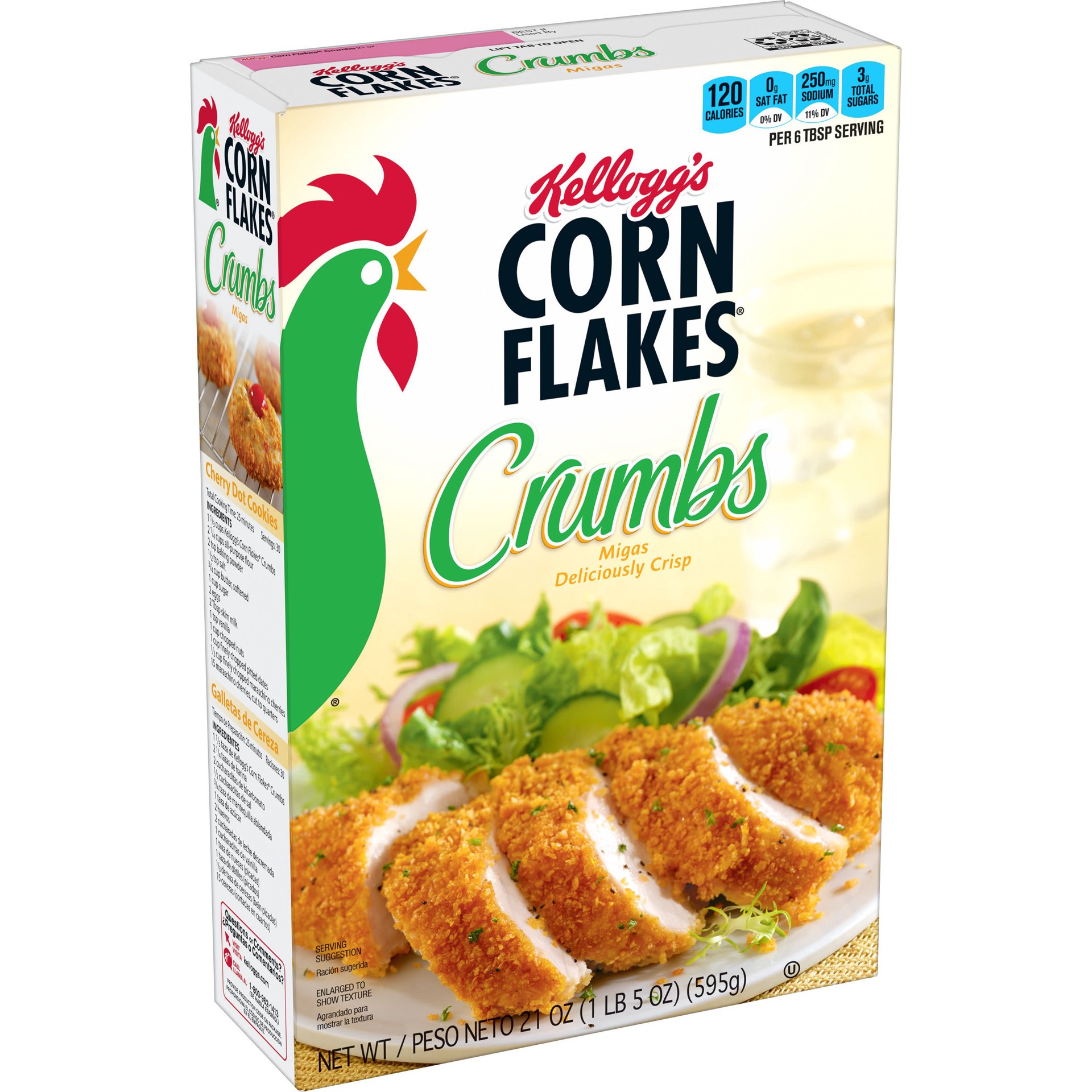 slide 1 of 8, Corn Flakes Kellogg's Corn Flakes Crumbs, 8 Vitamins and Minerals, Try in Recipes, Original, 21oz Box, 1 Box, 21 oz