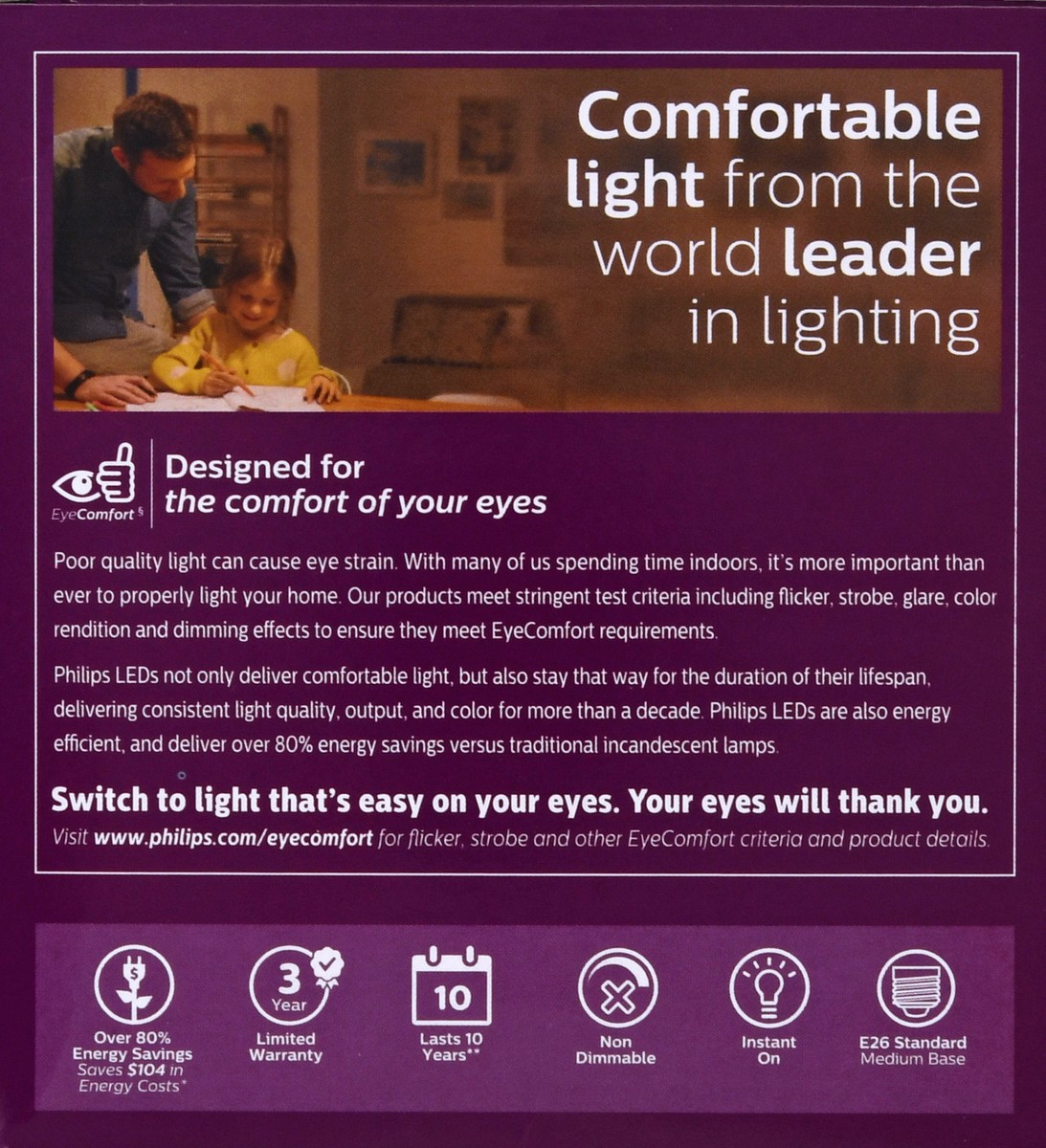 slide 5 of 9, Philips 14-Watt (100-Watt) A19 Led Light Bulbs, 2 ct