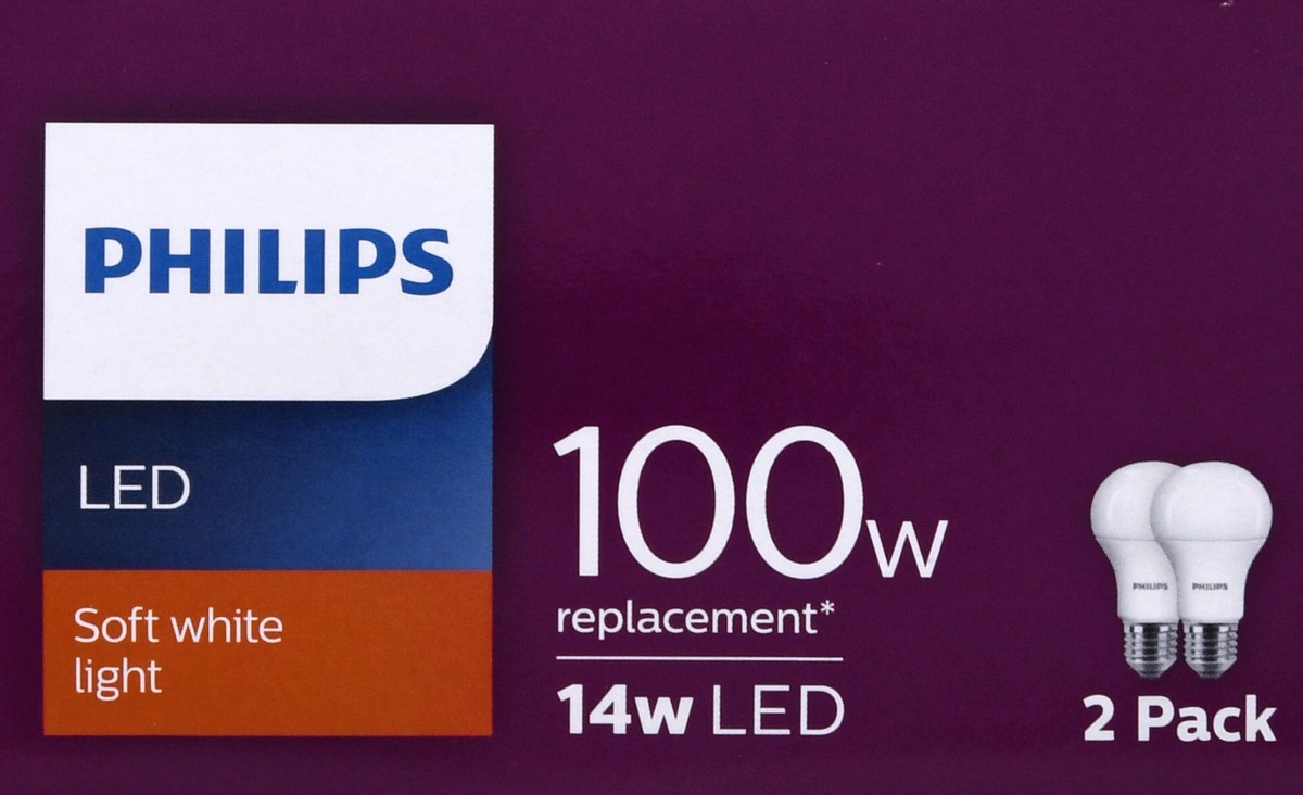 slide 4 of 9, Philips 14-Watt (100-Watt) A19 Led Light Bulbs, 2 ct
