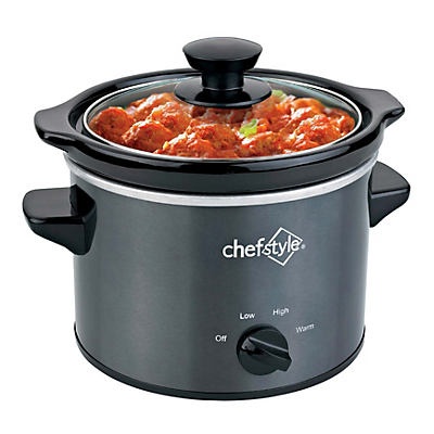 slide 1 of 1, chefstyle 2 Quart Grey Slow Cooker, 1 ct