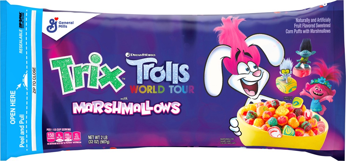 slide 10 of 11, Trix Trolls with Marshmallows Breakfast Cereal, 32 oz, 2 lb