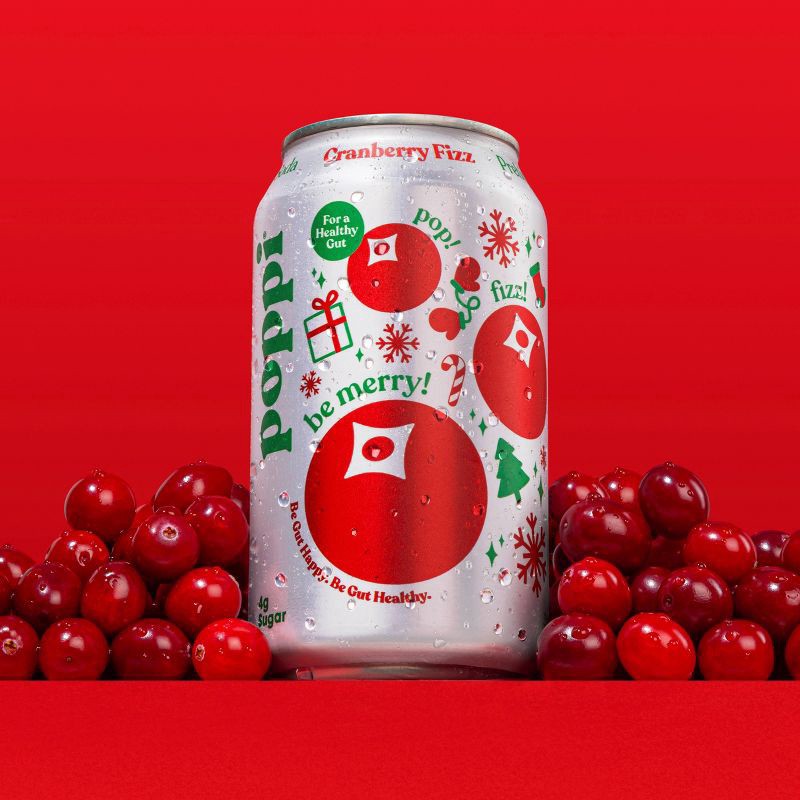 slide 2 of 3, Poppi Cranberry Fizz Prebiotic Soda- 4 ct; 12 fl oz, 4 ct; 12 fl oz