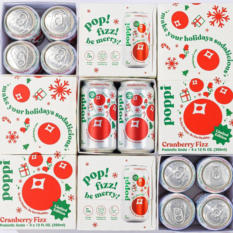 slide 3 of 3, Poppi Cranberry Fizz Prebiotic Soda- 4 ct; 12 fl oz, 4 ct; 12 fl oz