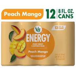 V8 Energy Peach Mango Energy Drink, 8 fl oz Can (12 Pack)