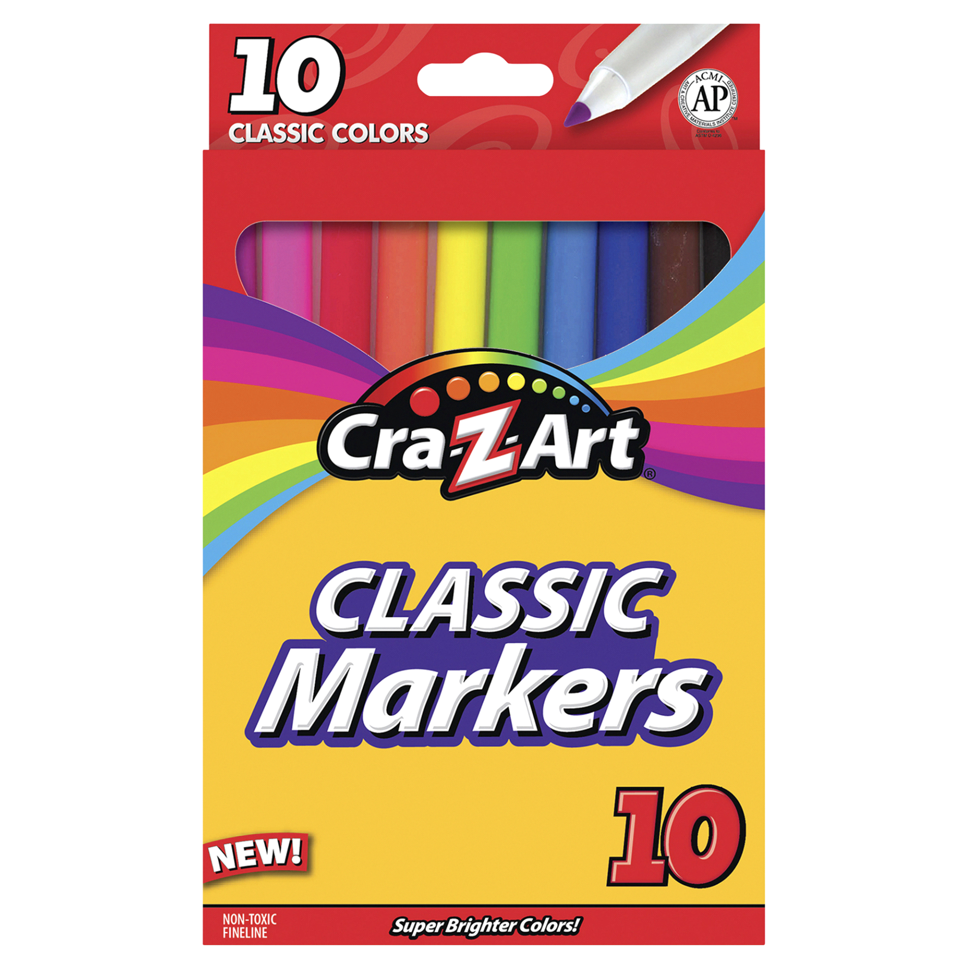 slide 1 of 1, Cra-Z-Art Washable Markers Brighter Classic Colors, 10 ct