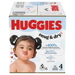 Huggies Snug & Dry Baby Diapers, Size 4 (22-37 lbs), 92 Ct