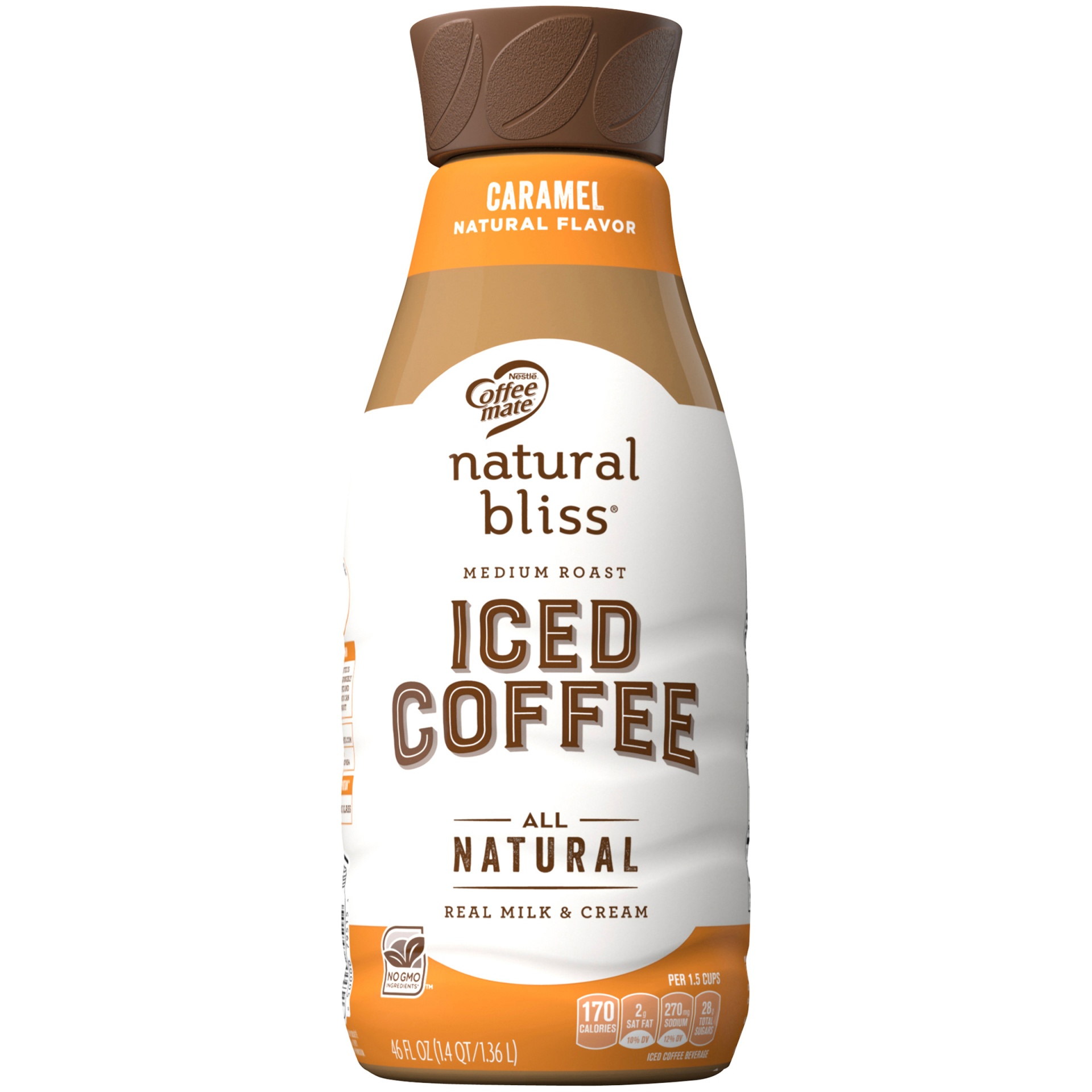 slide 1 of 8, Nestle Coffeemate Natural Bliss Iced Coffee Caramel Bottle, 46 fl oz