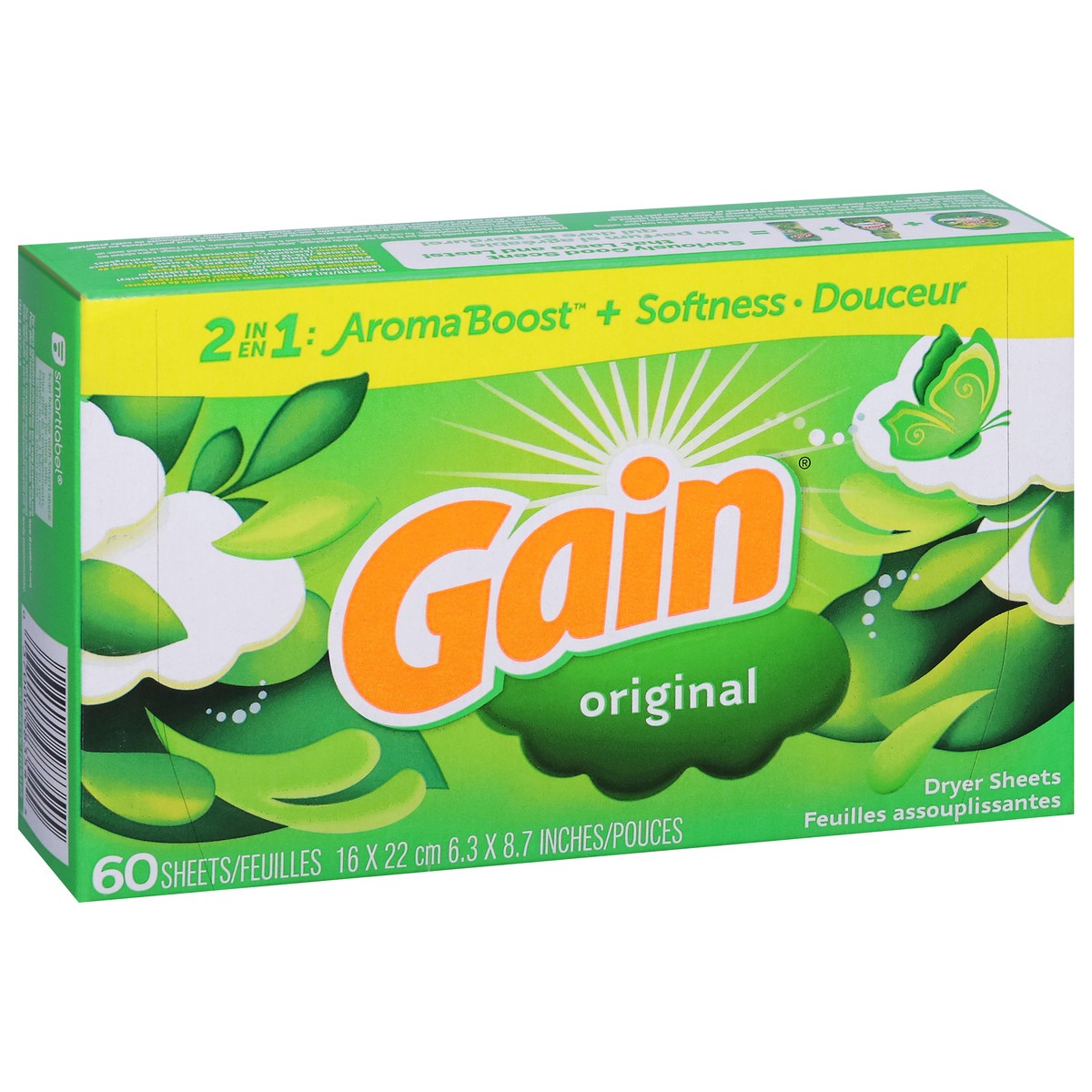 slide 5 of 16, Gain Aroma Boost 2 in 1 Original Dryer Sheets 60 Each, 60 ct