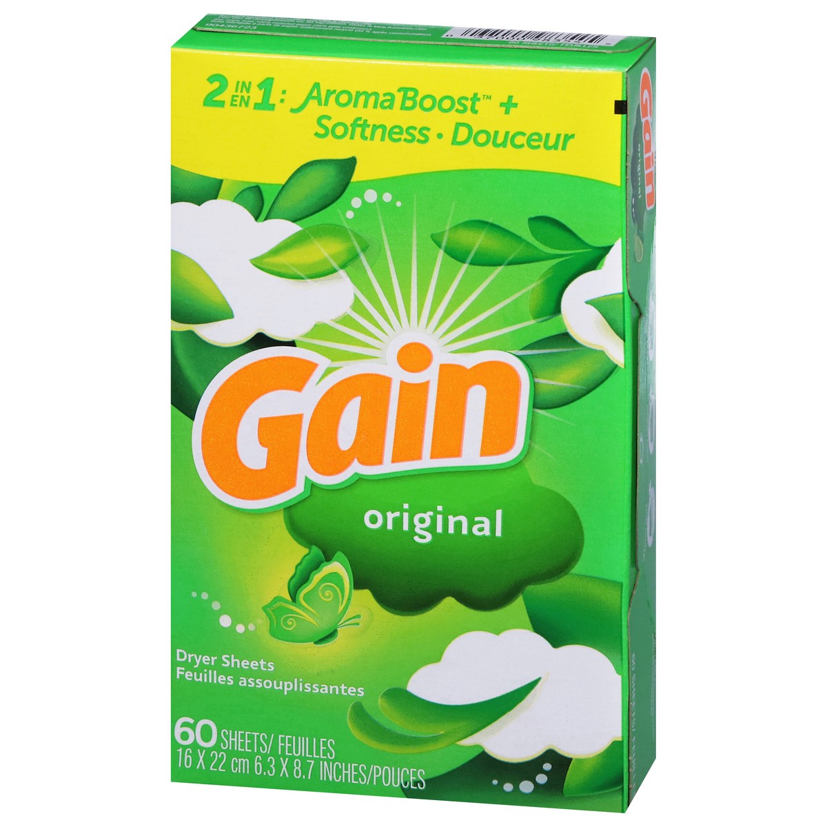 slide 2 of 16, Gain Aroma Boost 2 in 1 Original Dryer Sheets 60 Each, 60 ct