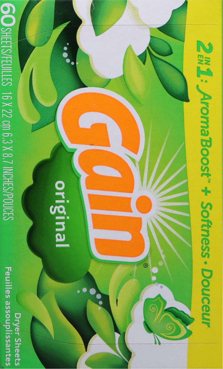 slide 7 of 16, Gain Aroma Boost 2 in 1 Original Dryer Sheets 60 Each, 60 ct