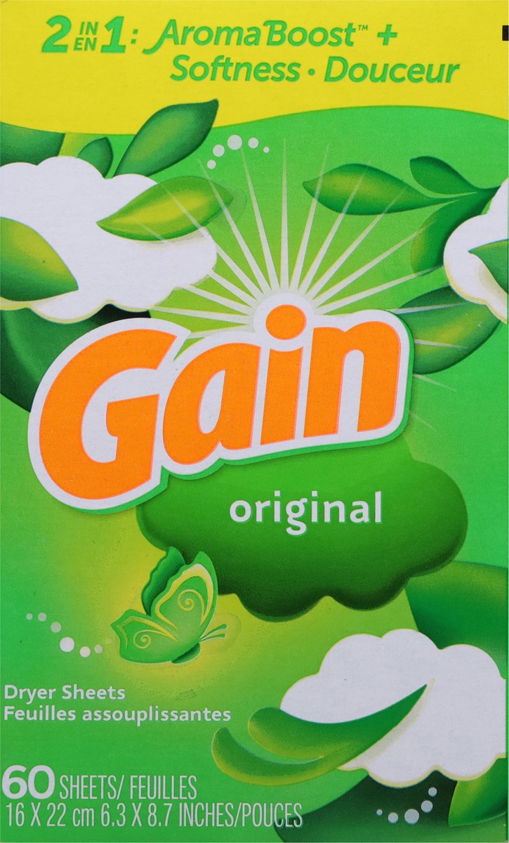 slide 6 of 16, Gain Aroma Boost 2 in 1 Original Dryer Sheets 60 Each, 60 ct