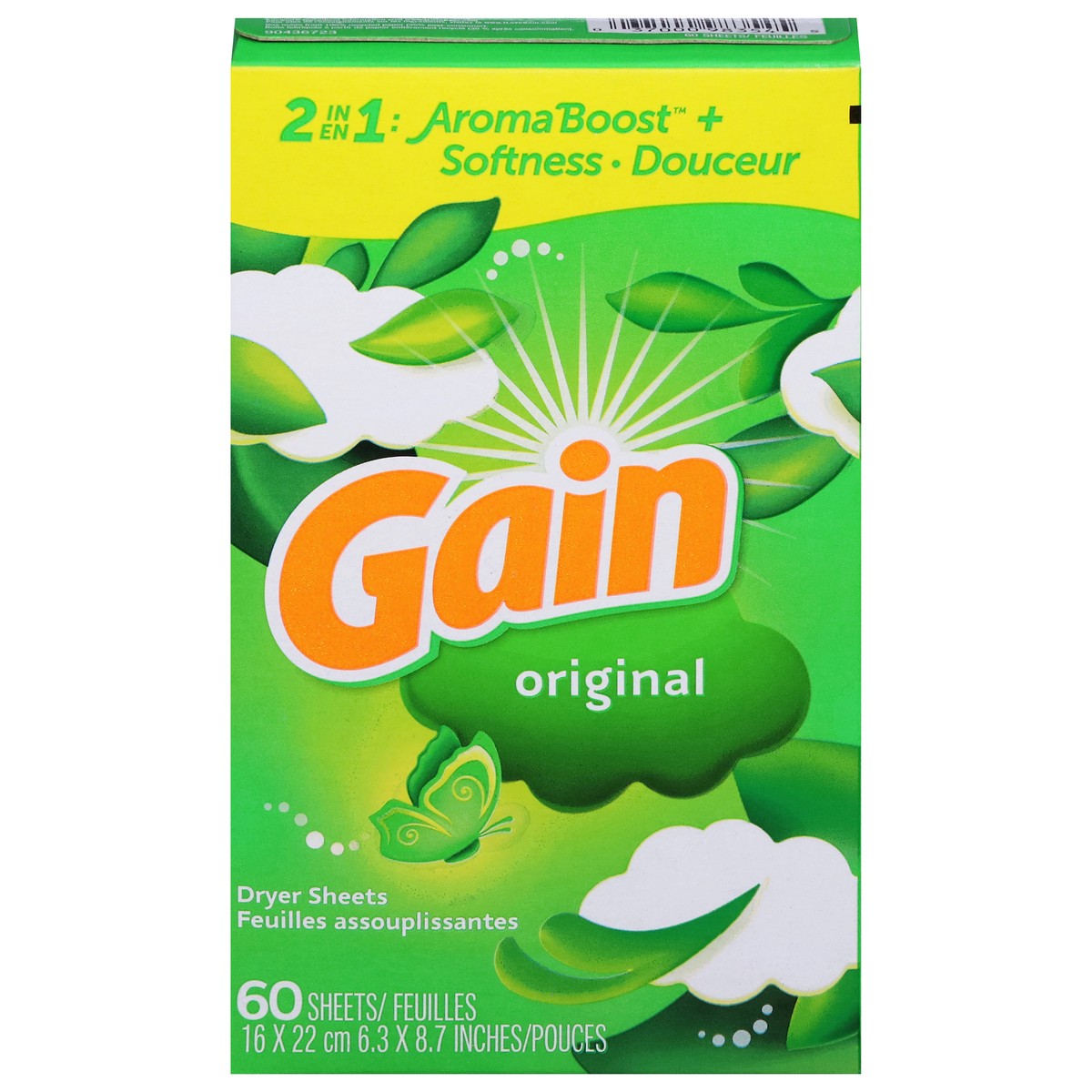 slide 13 of 16, Gain Aroma Boost 2 in 1 Original Dryer Sheets 60 Each, 60 ct