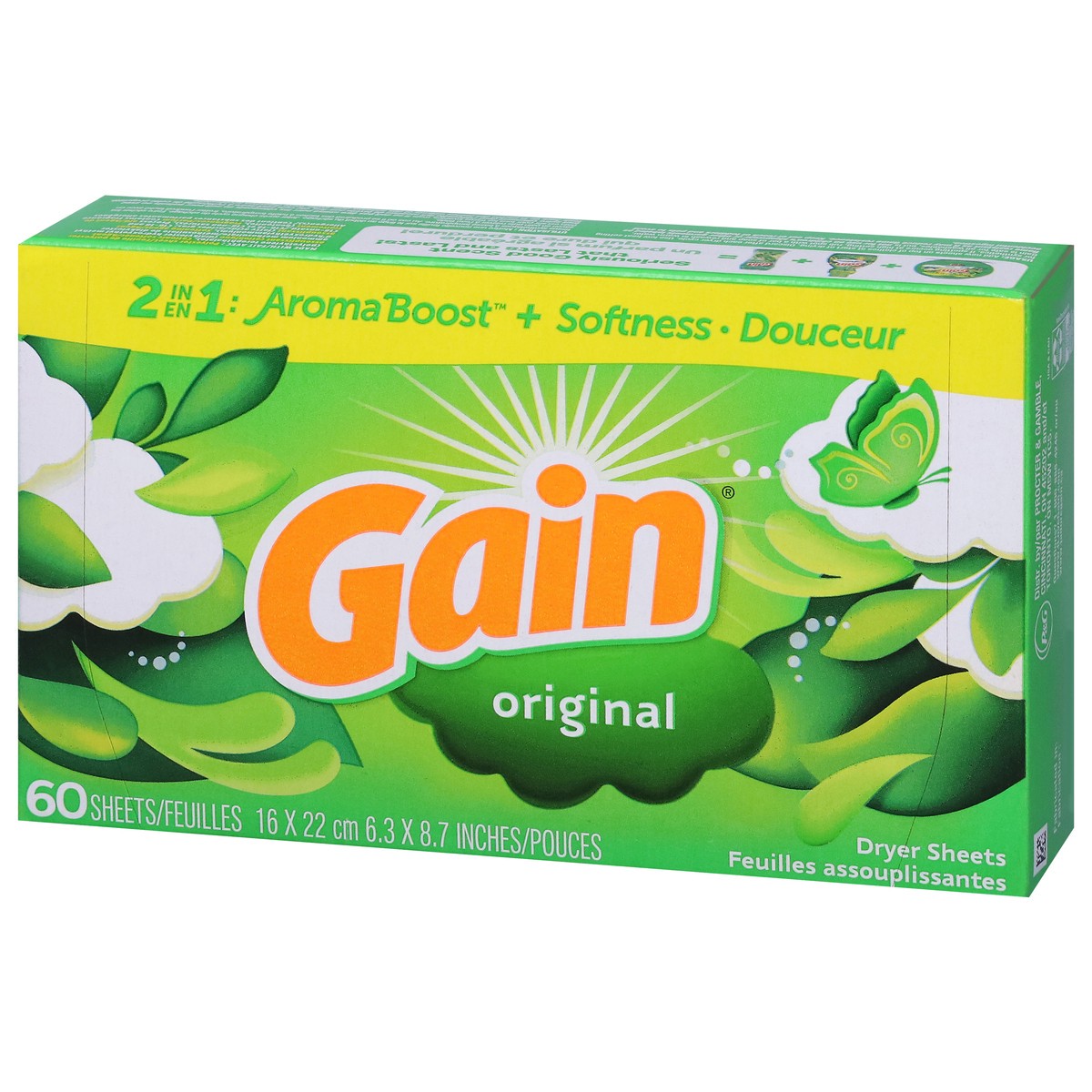 slide 3 of 16, Gain Aroma Boost 2 in 1 Original Dryer Sheets 60 Each, 60 ct