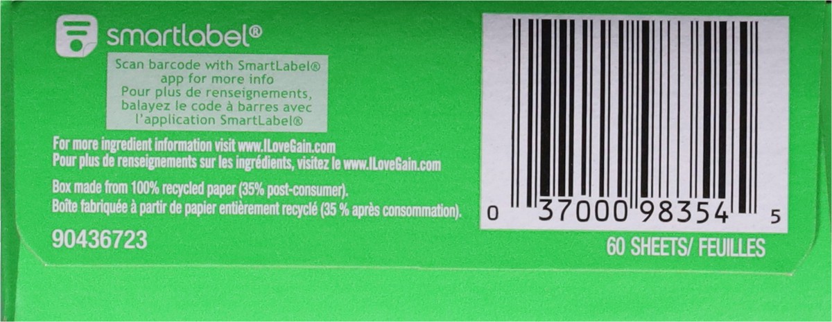 slide 9 of 16, Gain Aroma Boost 2 in 1 Original Dryer Sheets 60 Each, 60 ct