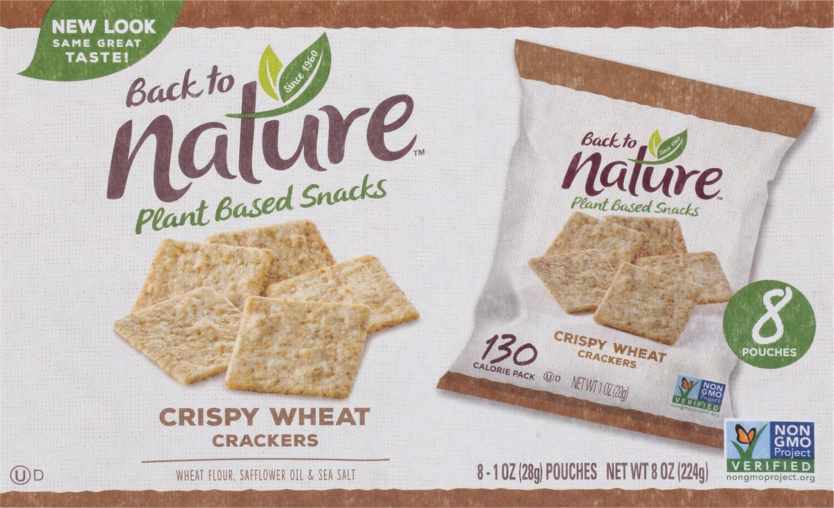 slide 6 of 11, Back to Nature™ Crispy Wheat Crackers 8-1 oz. Pouches, 8 oz