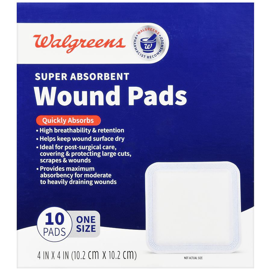 slide 4 of 5, Walgreens Super Absorbent Wound Pad Super Soft 4'''x4'', 10 ct