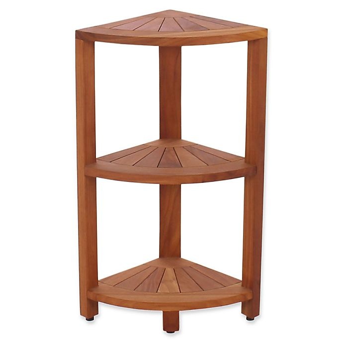 slide 1 of 1, Haven Teak Corner Shower Stand, 1 ct