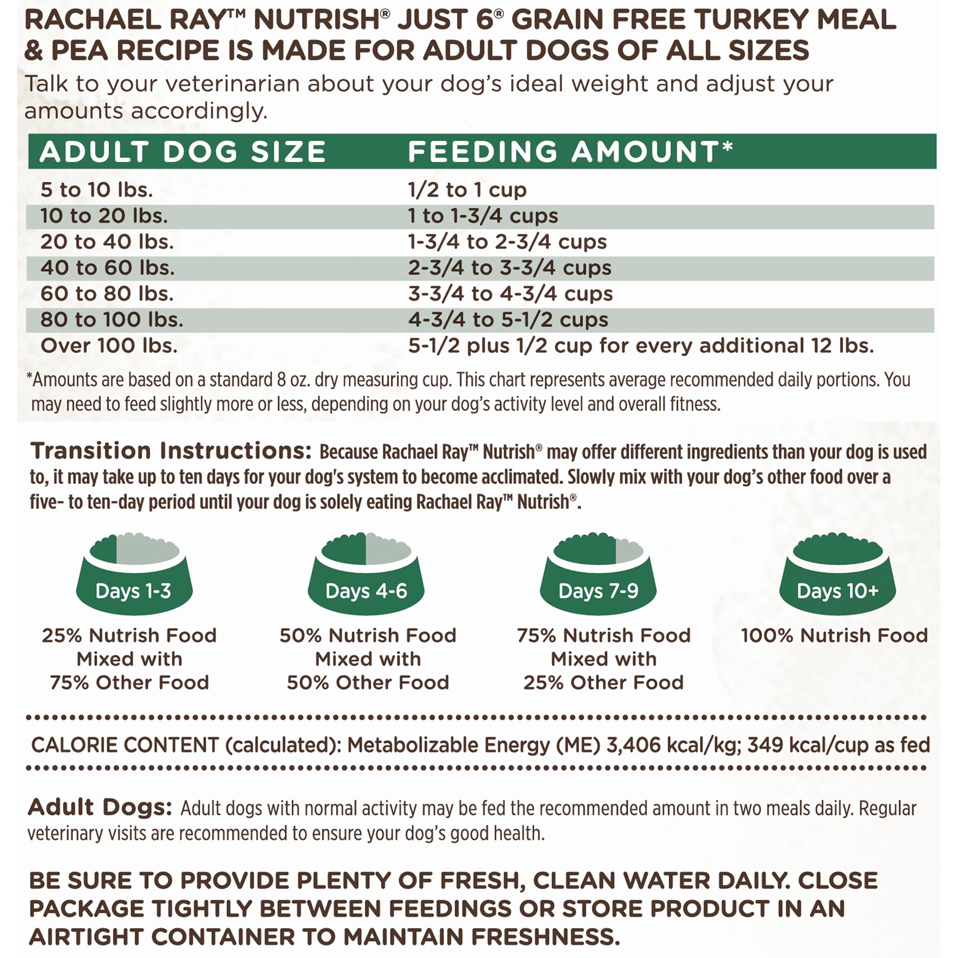 slide 5 of 7, Rachael Ray Nutrish Just 6 Natural Dry Dog Food, Grain Free Turkey Meal & Pea Limited Ingredient Diet, 12 lbs, 12 lb