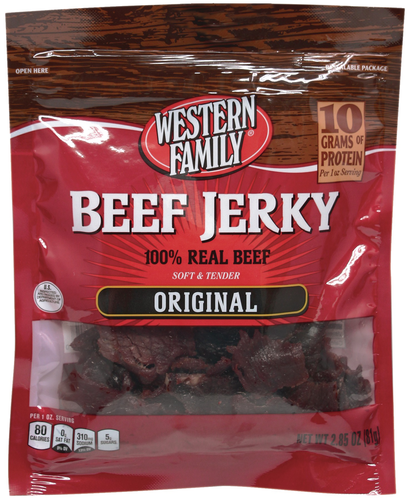 slide 1 of 1, Western Family Beef Jerky Org, 2.85 oz