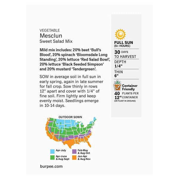 slide 4 of 5, Burpee Sweet Salad Mix Mesclun, 1 ct