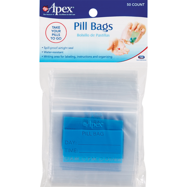 slide 1 of 1, Apex Pill Bags Water Resistant, 1 ct