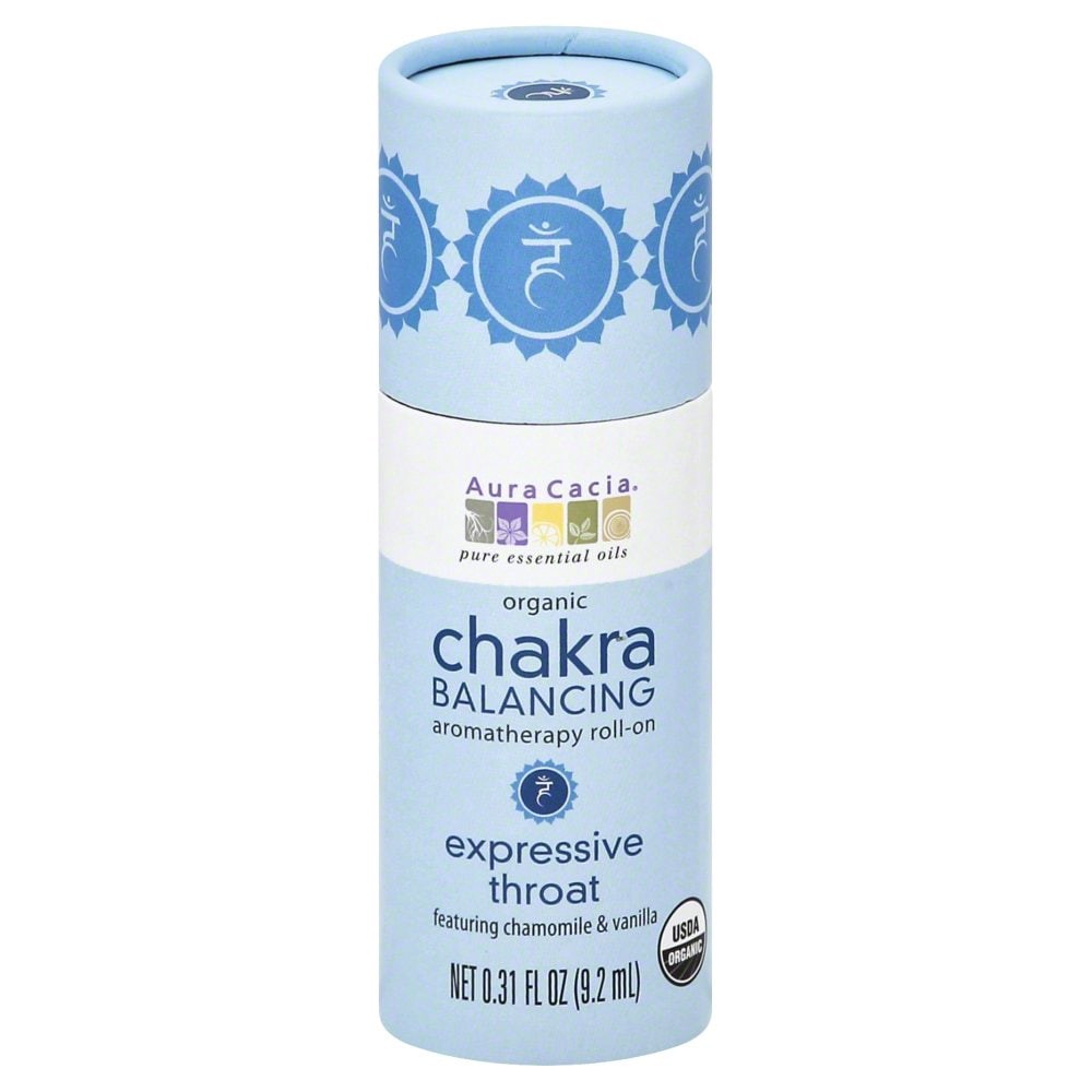 slide 1 of 2, Aura Cacia Chakra Balancing Expressive Throat Roll On, 0.31 fl oz