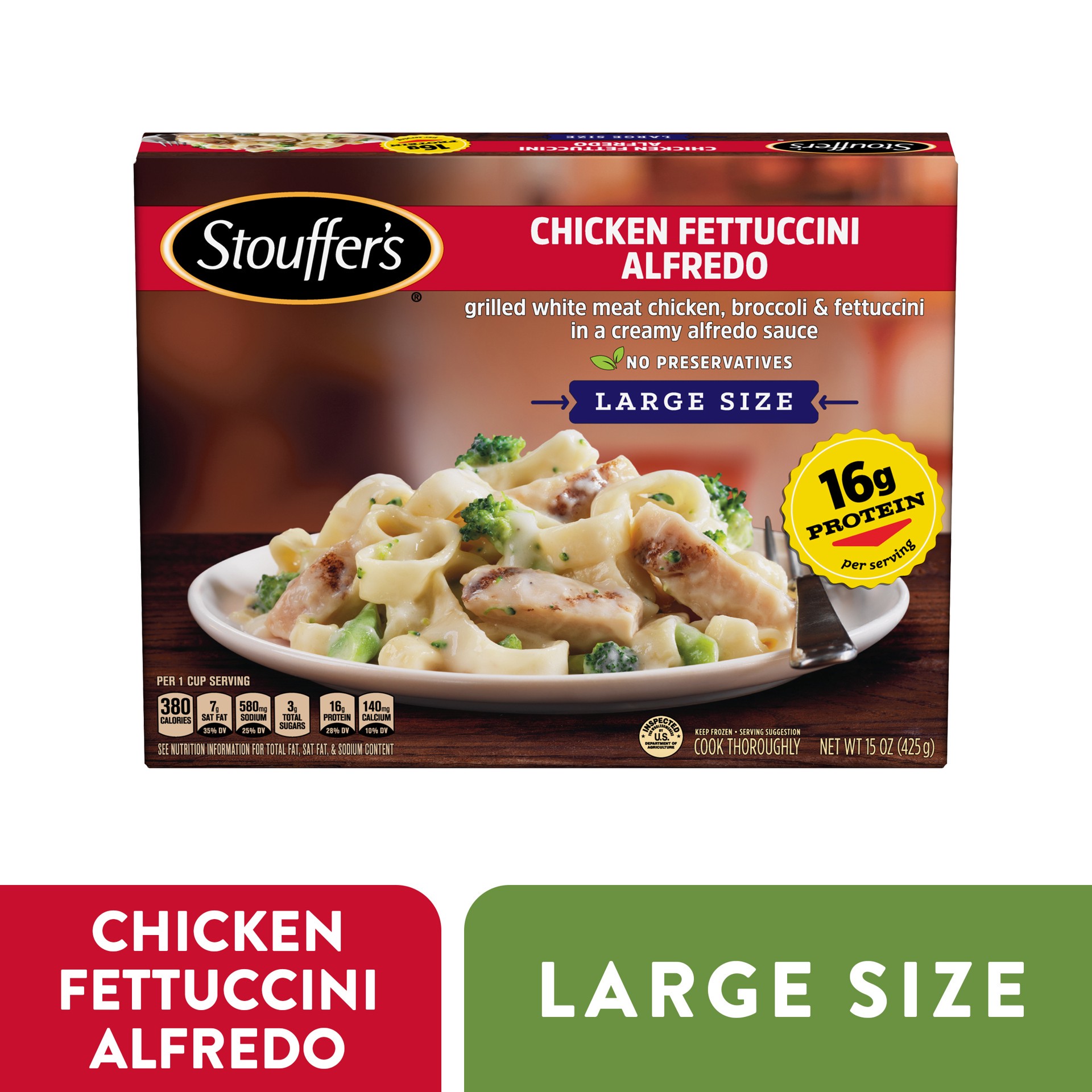 slide 1 of 3, Stouffer's Chicken Fettuccini Alfredo Frozen Meal, 15 oz