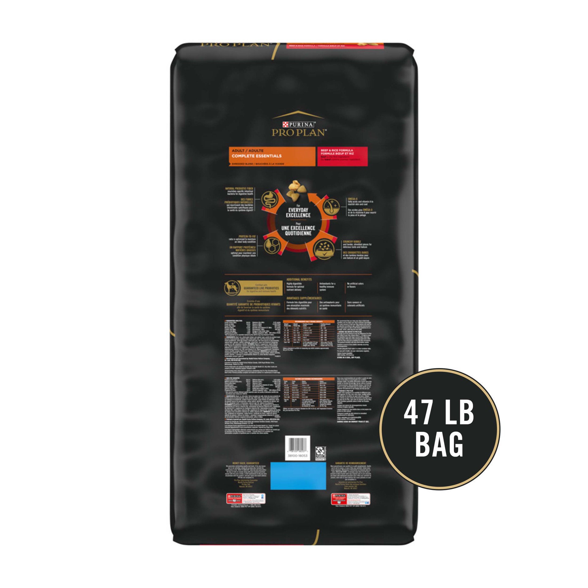 slide 6 of 7, Purina Pro Plan Adult Shredded Blend Beef & Rice Formula Dog Food 47 lb, 47 lb