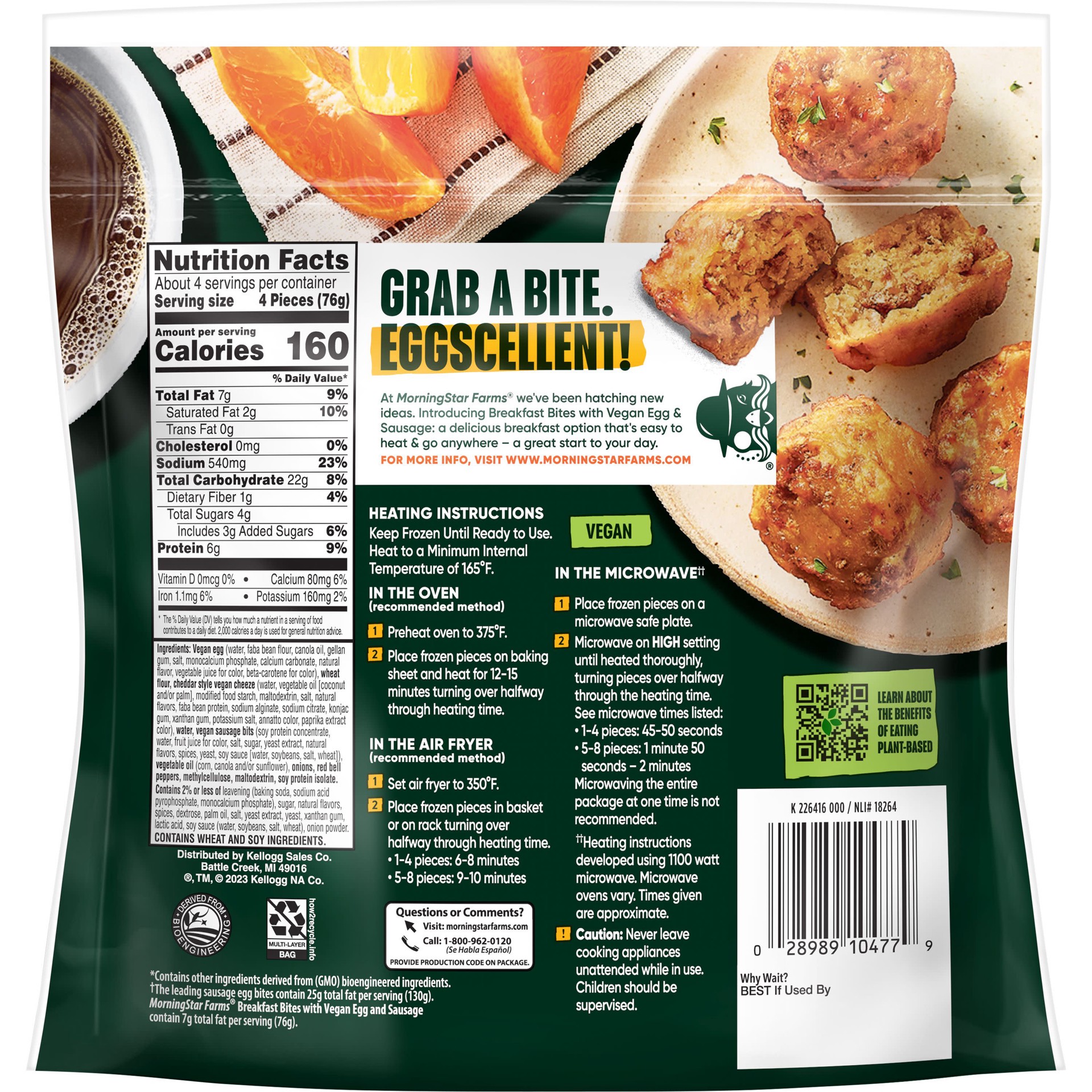 slide 2 of 5, MorningStar Farms Veggie Breakfast Bites with Vegan Egg and Sauage, Vegan Meat, 11.4oz, 11.4 oz