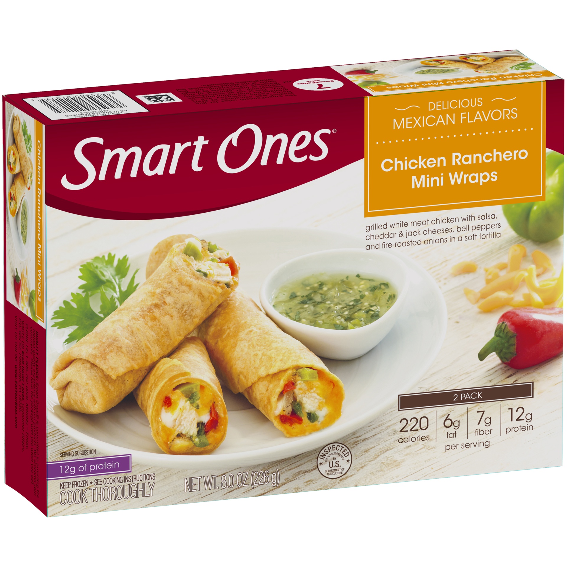 slide 2 of 6, Smart Ones Delicious Mexican Flavors Chicken Ranchero Mini Wraps 8 oz Box, 8 oz