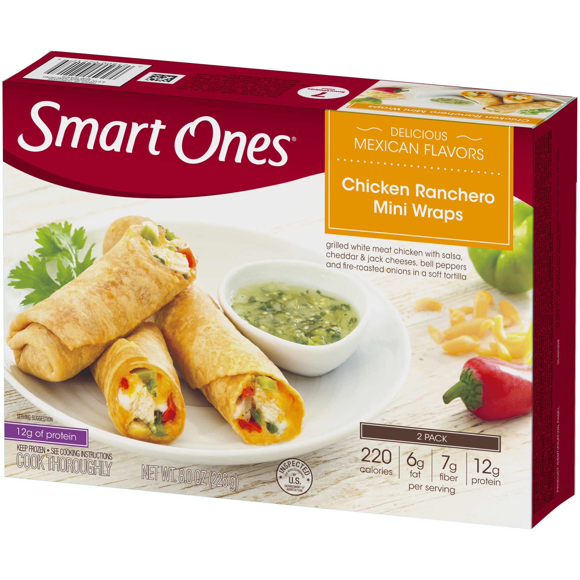 slide 3 of 6, Smart Ones Delicious Mexican Flavors Chicken Ranchero Mini Wraps 8 oz Box, 8 oz