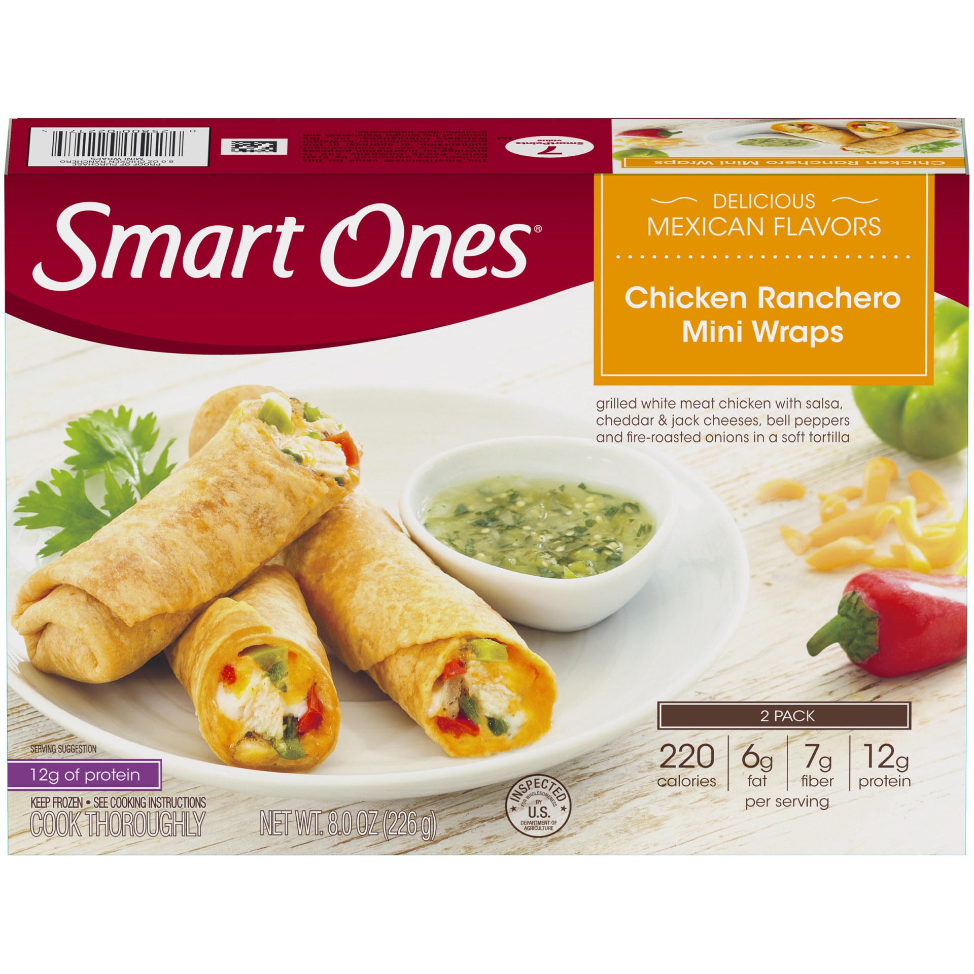 slide 1 of 6, Smart Ones Delicious Mexican Flavors Chicken Ranchero Mini Wraps 8 oz Box, 8 oz